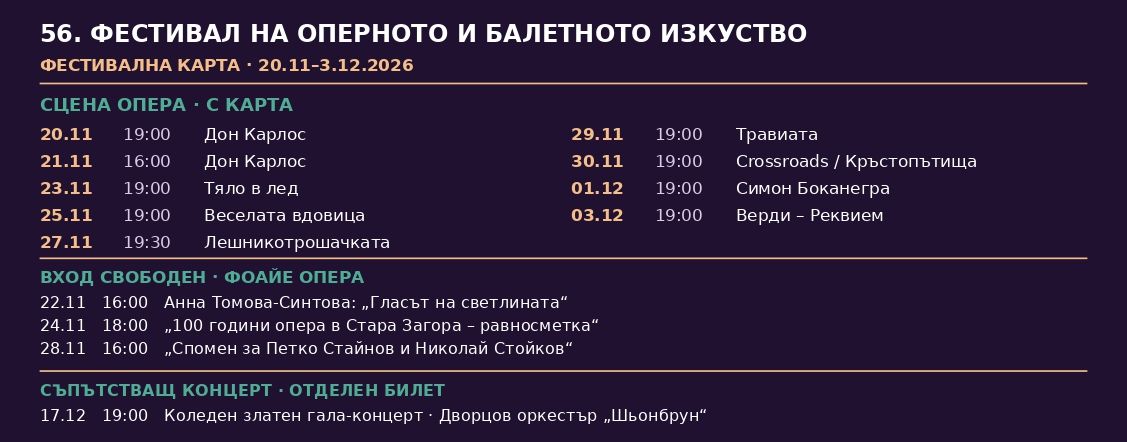 САМО ОТ 1 ДО 5 ОКТОМВРИ - СПЕЦИАЛНИ ЦЕНИ И ФЕСТИВАЛНА КАРТА